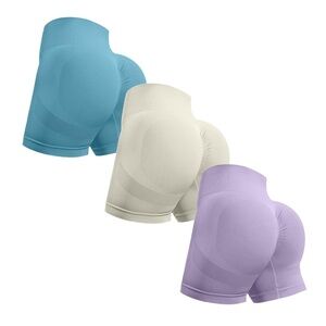 NIP Ovesport 3 Pack Multicolor Butt Scrunched High Waisted Shorts Size S